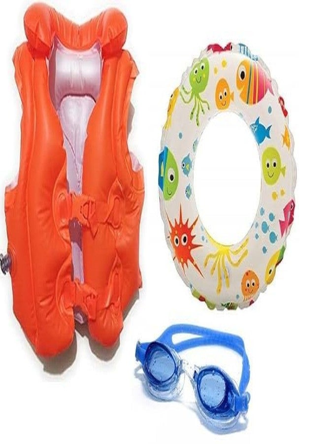 NELSTRAB Kids Children Swimmers Swim Best Jacket Safety Swimming Ring & Goggles(5-8 Years Kids)(Combo) - Image 1